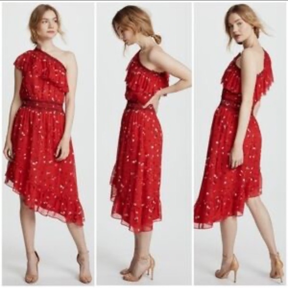 Joie Dresses & Skirts - Joie Hafsa Fiesta one shoulder red midi dress 26565